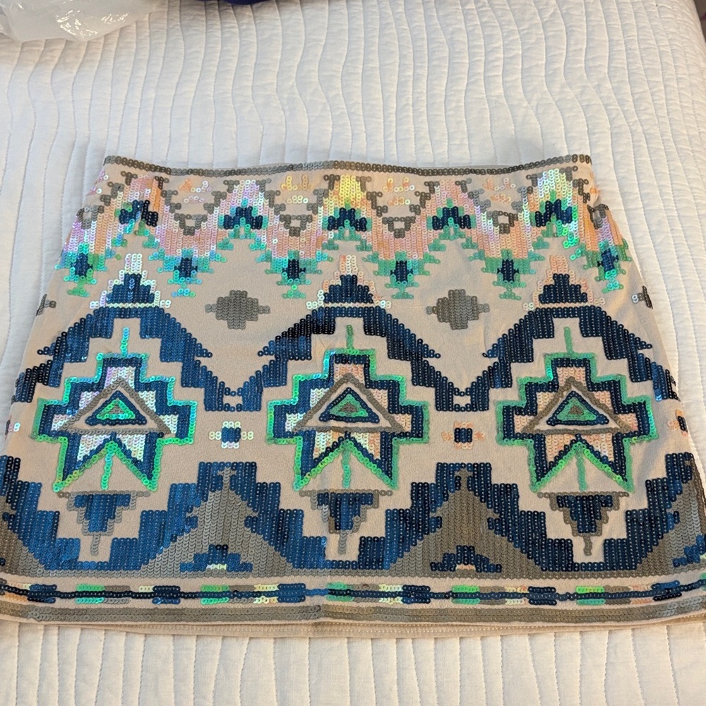 Express Multicolor Sequin Pencil Skirt